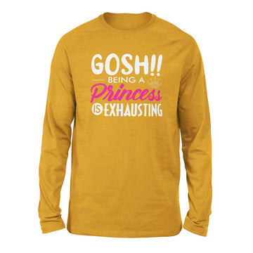 Gosh!! Being A Pricess Is Exhausting Men/Unisex Drop Shoulder Sweatshirt in Heather Mustard color